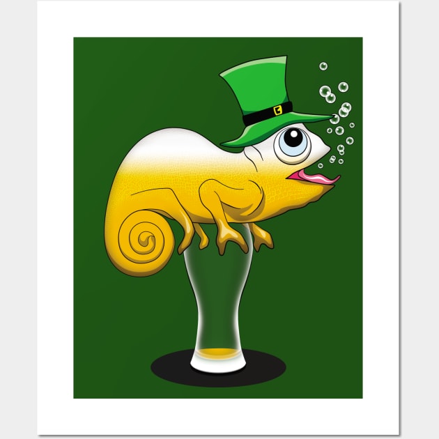 Funny St Patricks day Beer drinking animal Wall Art by TMBTM